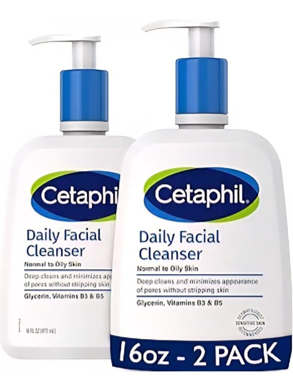 Cetaphil Daily Facial Cleanser for Sensitive to Oily Skin 16 oz 2 Pack